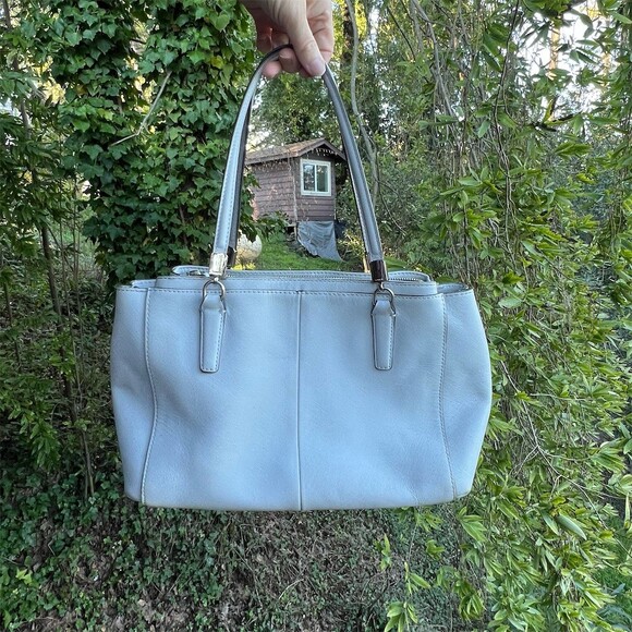 COACH Shoulder Bag Tote Satchel Carryall Women’s Light Blue w Silver Hardware - Picture 3 of 13